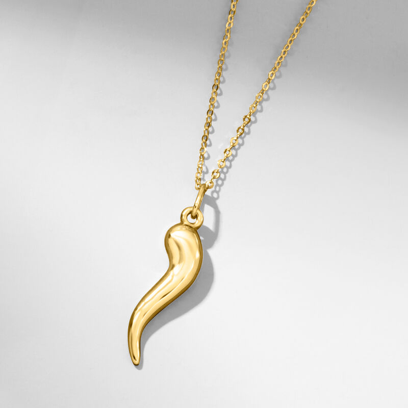 10kt Yellow Gold Italian Horn Pendant Necklace image number 5