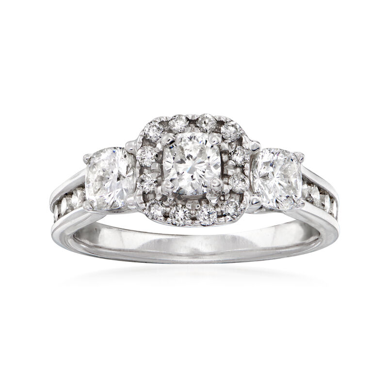 C. 1990 Vintage 1.50 ct. t.w. Diamond Three-Stone Ring in 14kt White Gold. Size 7 image number 0