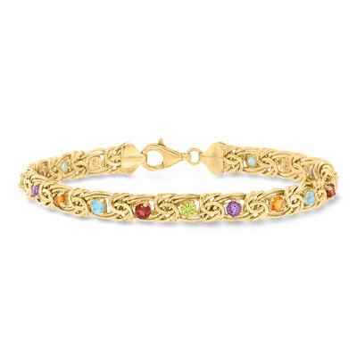 2.60 ct. t.w. Multi-Gemstone Byzantine Bracelet in 18kt Gold Over Sterling