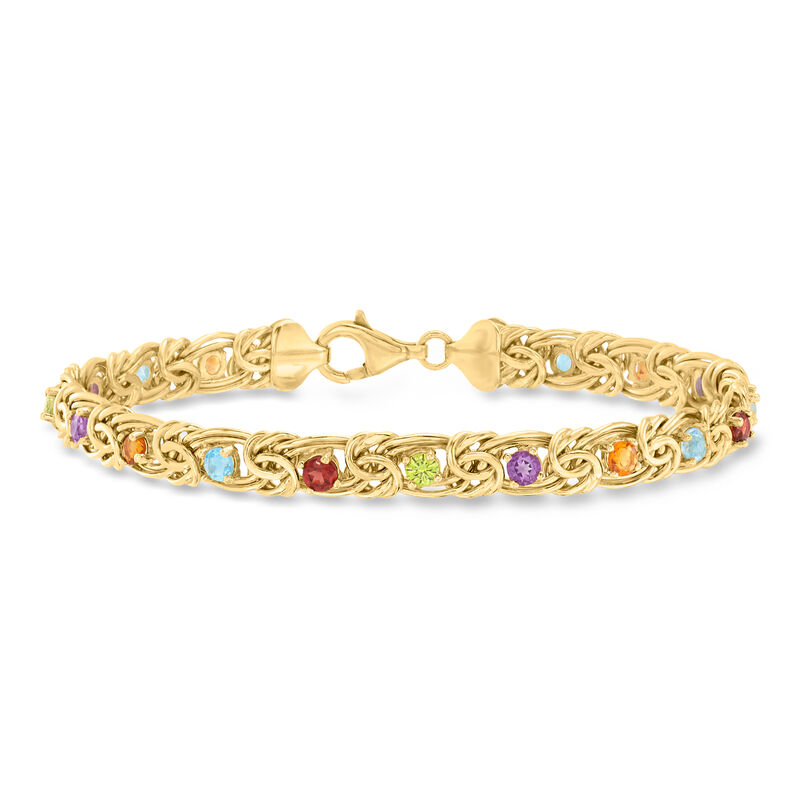 2.60 ct. t.w. Multi-Gemstone Byzantine Bracelet in 18kt Gold Over Sterling image number 0