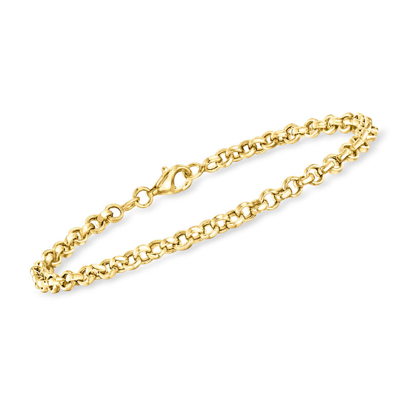 4mm 10kt Yellow Gold Rolo-Link Bracelet. 8&quot; image number 0