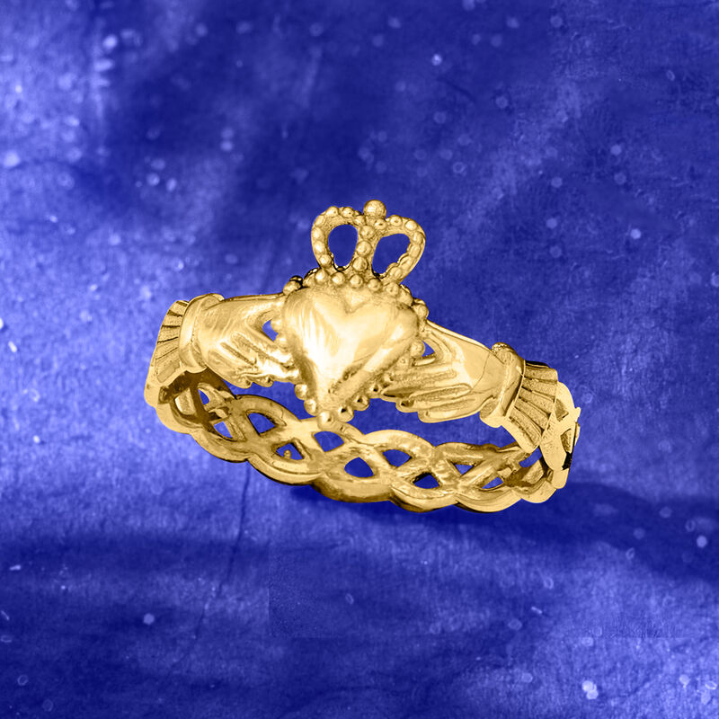 Italian 14kt Yellow Gold Claddagh Ring image number 3