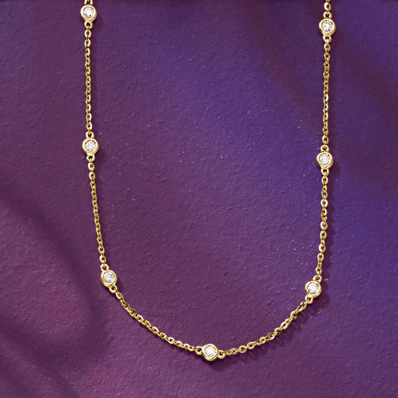 .50 ct. t.w. Bezel-Set Diamond Station Necklace in 14kt Yellow Gold. 20" image number 5