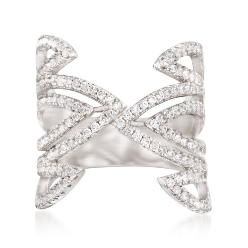 .70 ct. t.w. CZ Open Geometric Ring in Sterling Silver image number 0