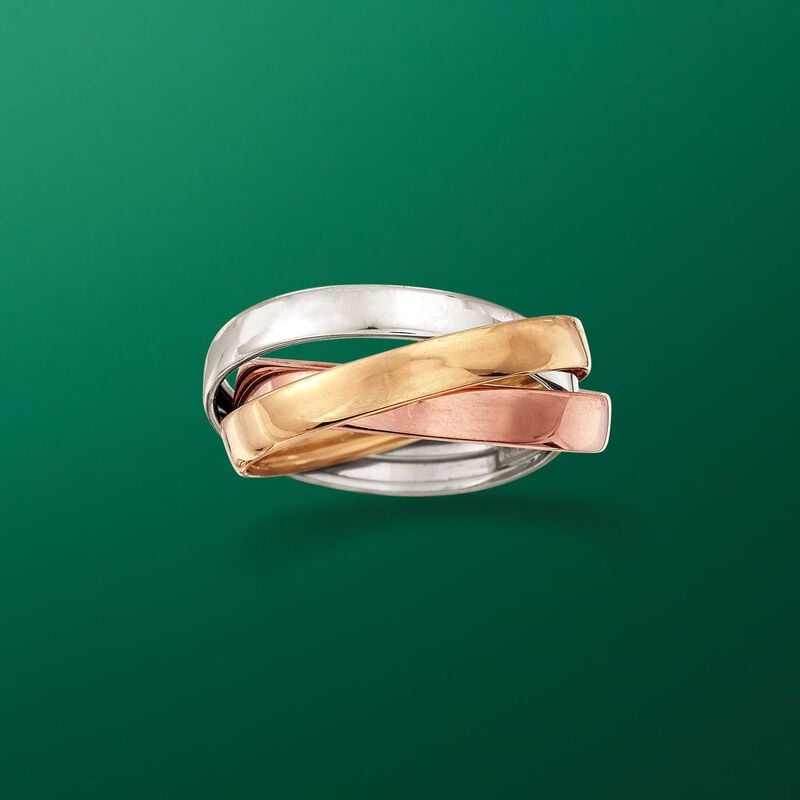 14kt Tri-Colored Gold Rolling Ring image number 4