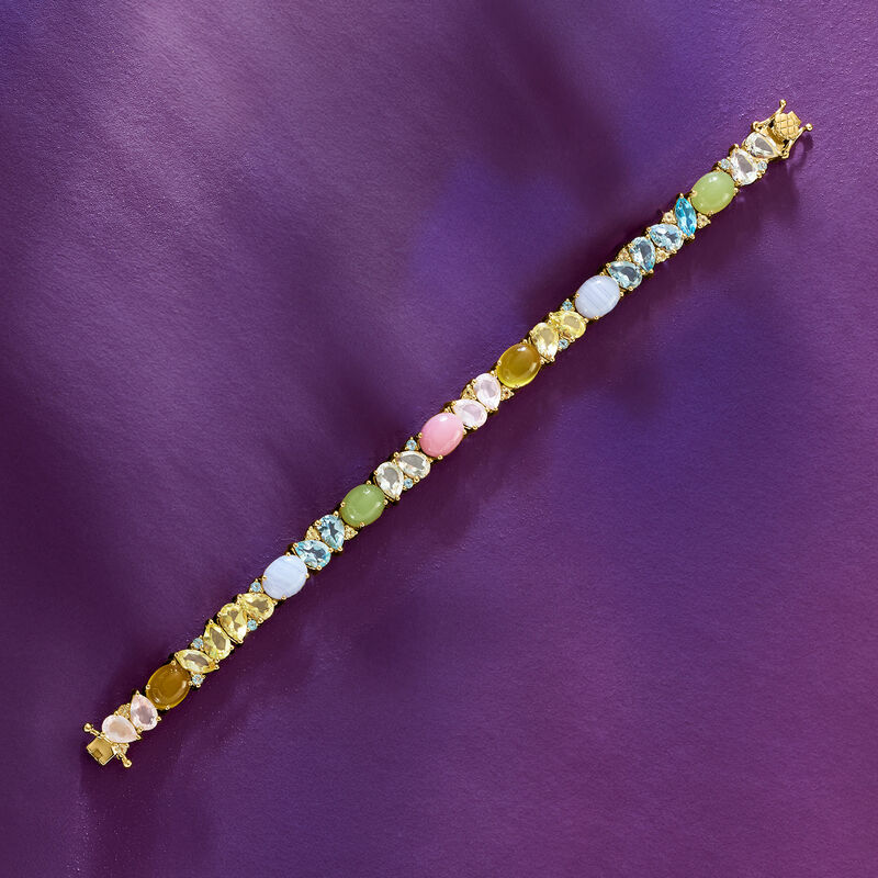 13.70 ct. t.w. Pastel Multi-Gemstone Bracelet in 18kt Gold Over Sterling image number 2
