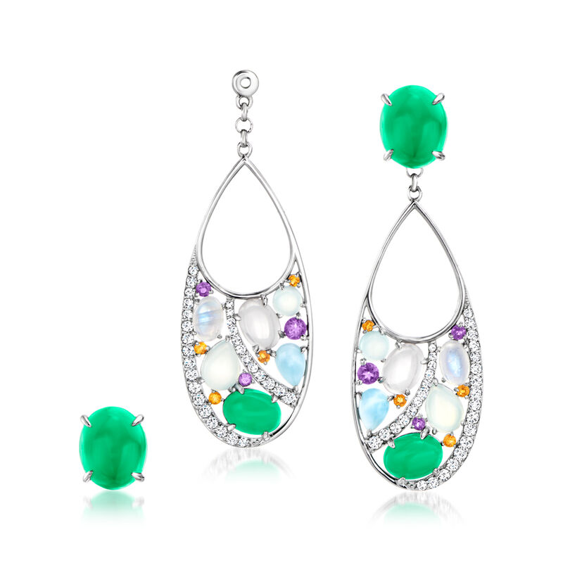 2.90 ct. t.w. Multi-Gemstone Removable Drop Earrings in Sterling Silver  image number 0