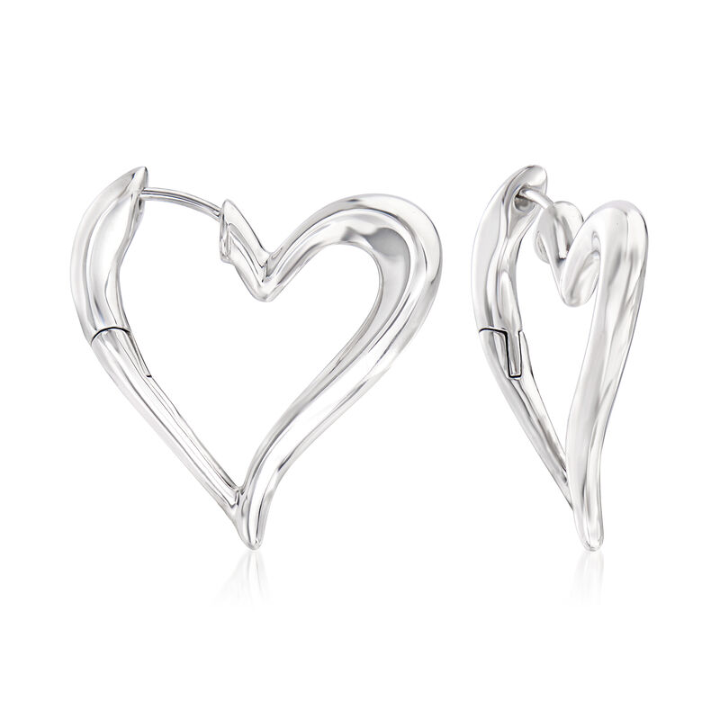 Judith Ripka &quot;Eros&quot; Sterling Silver Heart Hoop Earrings. 7/8&quot; image number 0