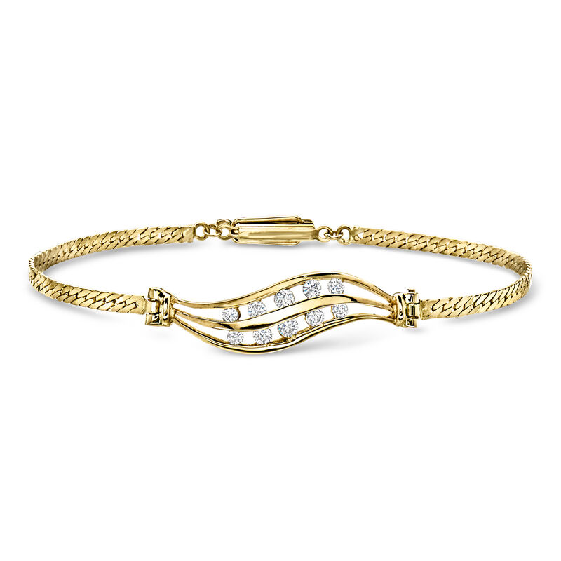 C. 1990 Vintage .40 ct. t.w. Diamond Wave Bracelet in 14kt Yellow Gold. 6" image number 0