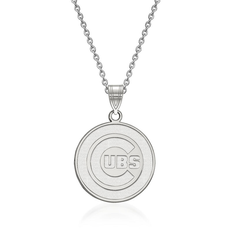 14kt White Gold MLB Chicago Cubs Pendant Necklace. 18&quot; image number 0