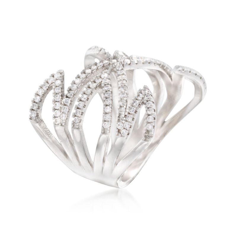 .70 ct. t.w. CZ Open Geometric Ring in Sterling Silver image number 2