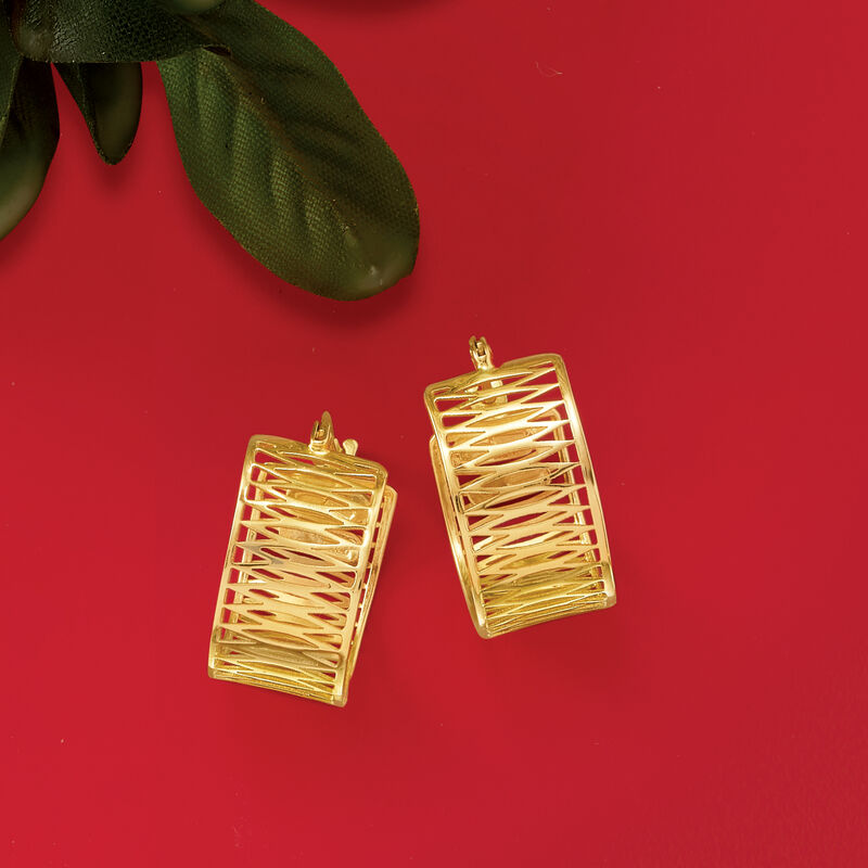 Italian 14kt Yellow Gold Openwork Hoop Earrings image number 2