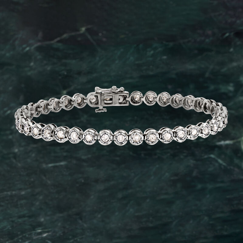 2.00 ct. t.w. Bezel-Set Diamond Bracelet in Sterling Silver image number 2