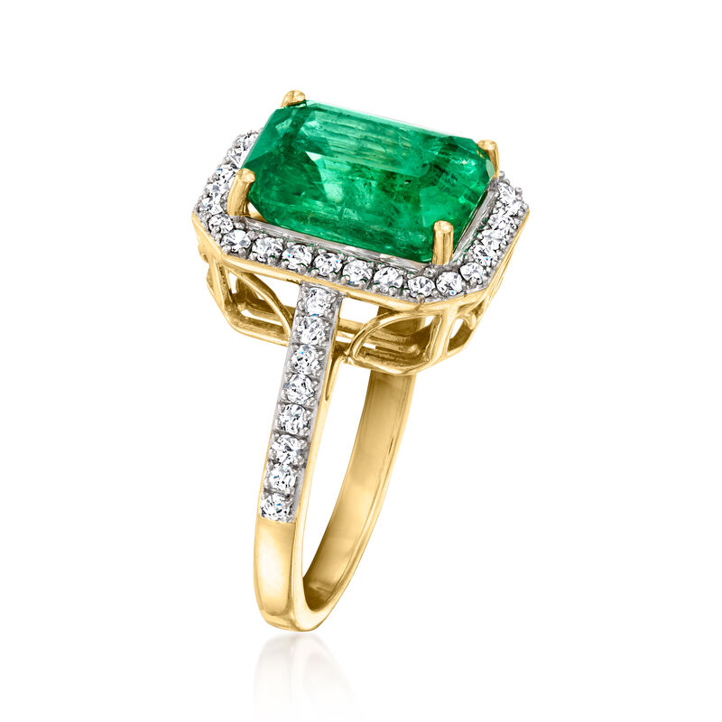 4.40 Carat Emerald Ring with .44 ct. t.w. Diamonds in 18kt Yellow Gold. Size 7 image number 2