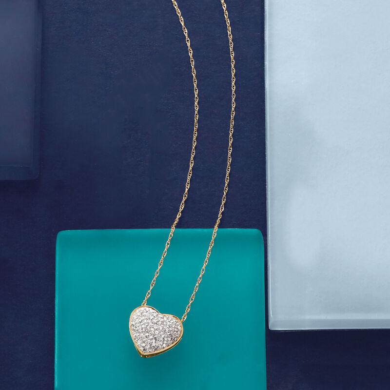 .25 ct. t.w. Diamond Heart Pendant Necklace in 14kt Yellow Gold image number 2
