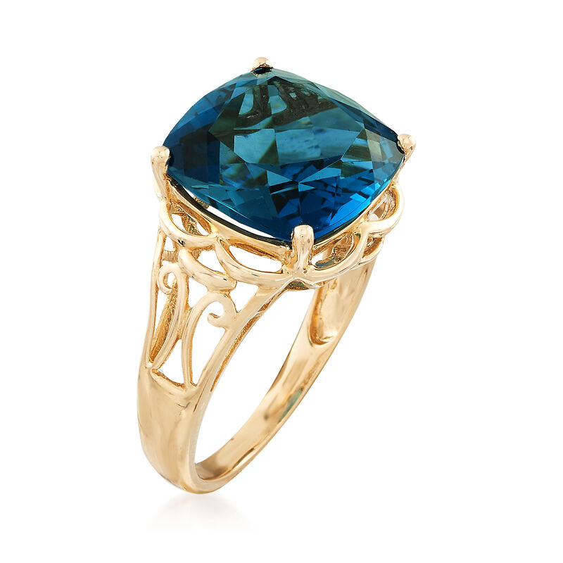 8.00 Carat London Blue Topaz Ring in 14kt Yellow Gold image number 2