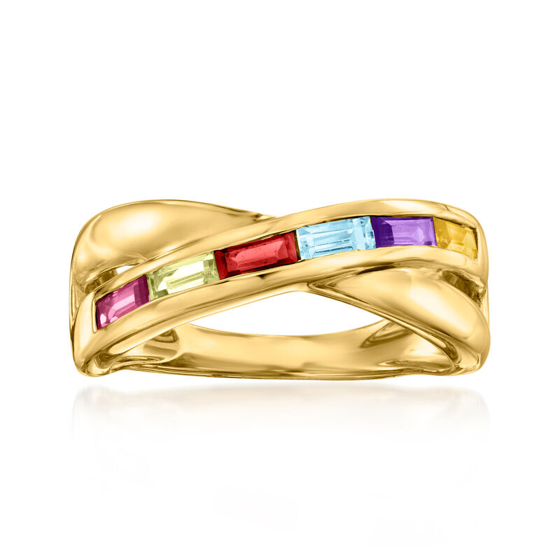 .60 ct. t.w. Multi-Gemstone Crisscross Ring in 18kt Gold Over Sterling image number 0