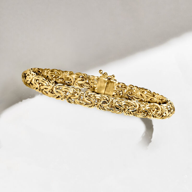 18kt Gold Over Sterling Silver Byzantine Bracelet with Magnetic Clasp image number 2