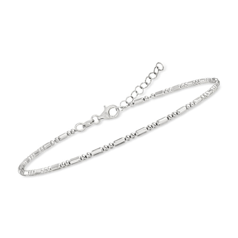 Italian Sterling Silver Bead-Chain Anklet image number 2