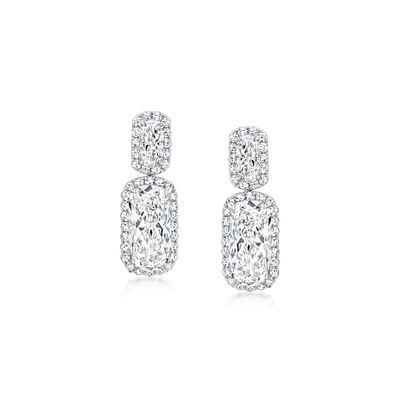 4.00 ct. t.w. Cushion-Shaped Lab-Grown Diamond Drop Earrings in Platinum