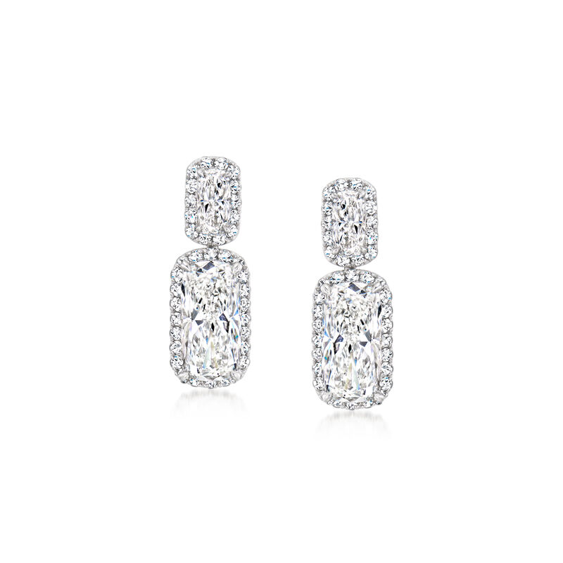 4.00 ct. t.w. Cushion-Shaped Lab-Grown Diamond Drop Earrings in Platinum  image number 0