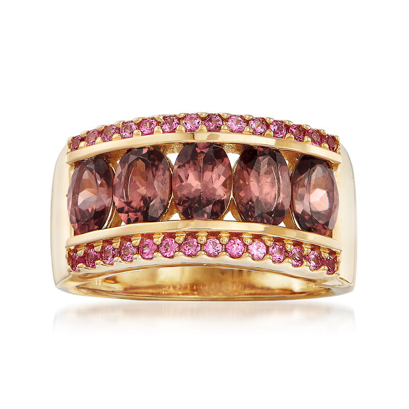 3.90 ct. t.w. Pink Zircon and .30 ct. t.w. Pink Sapphire Ring in 14kt Yellow Gold image number 0