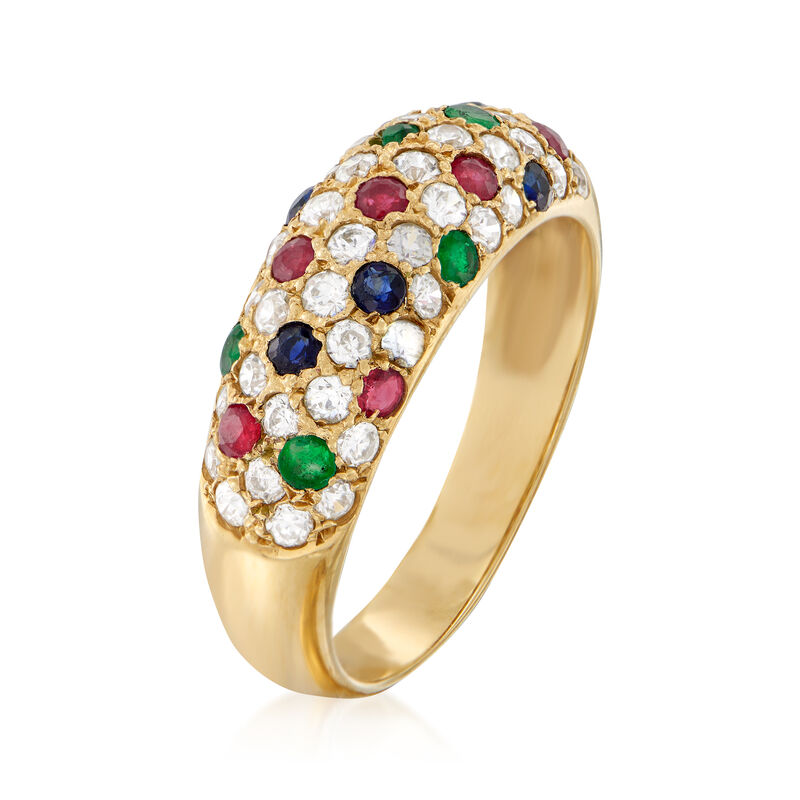C. 1990 Vintage 1.15 ct. t.w. CZ and .55 ct. t.w. Multi-Gem Ring in 14kt Yellow Gold. Size 7 image number 2