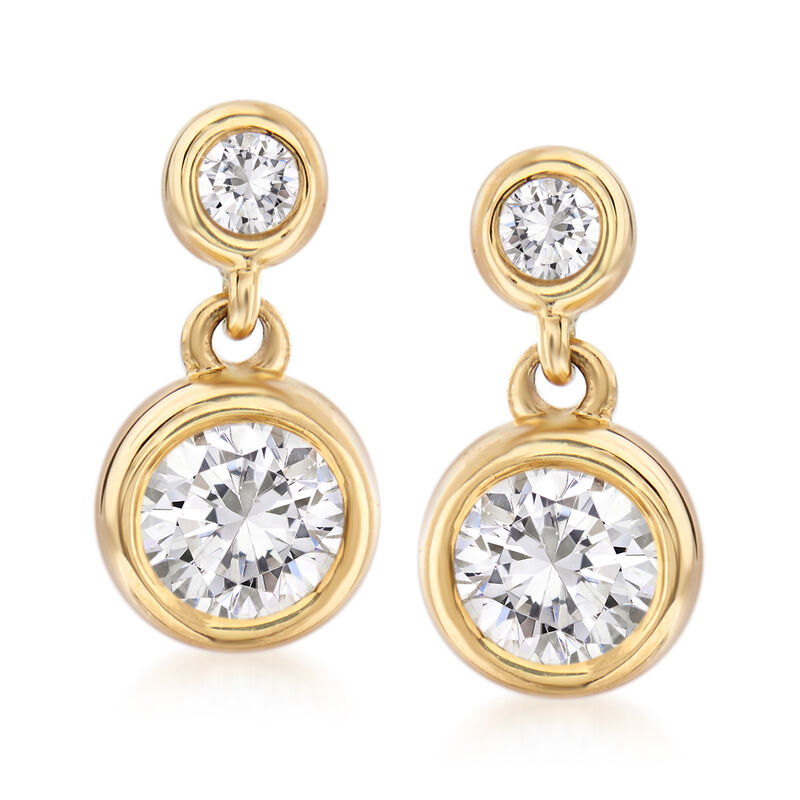 .75 ct. t.w. Bezel-Set Diamond Drop Earrings in 14kt Yellow Gold image number 0