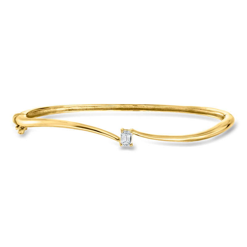 .25 Carat Emerald-Cut Lab-Grown Diamond Wavy Bangle Bracelet in 18kt Gold Over Sterling image number 0