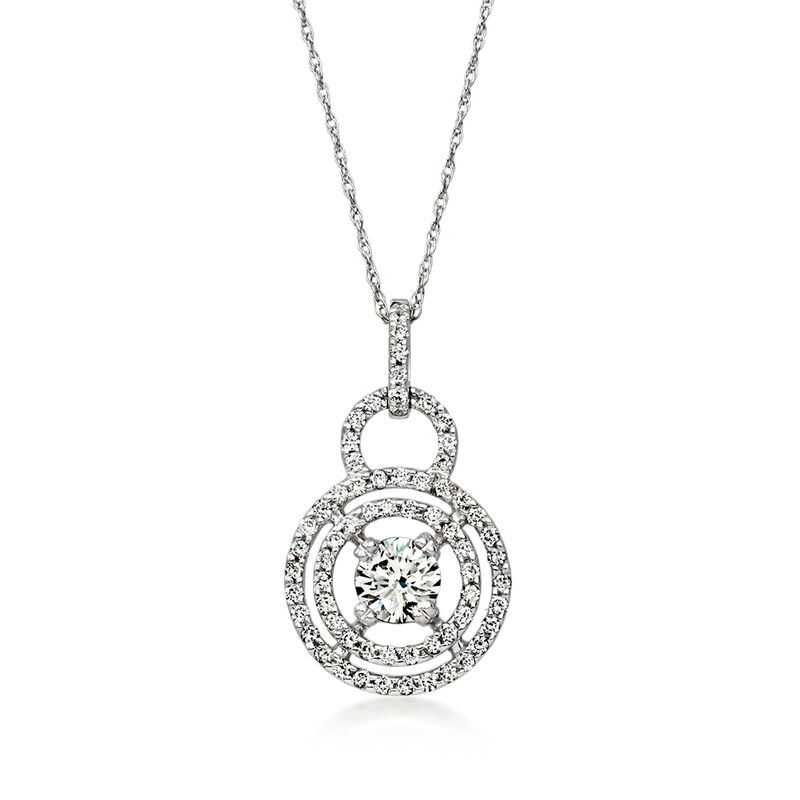 C. 2000 Vintage 1.00 ct. t.w. Diamond Circles Pendant Necklace in 18kt White Gold. 18" image number 0