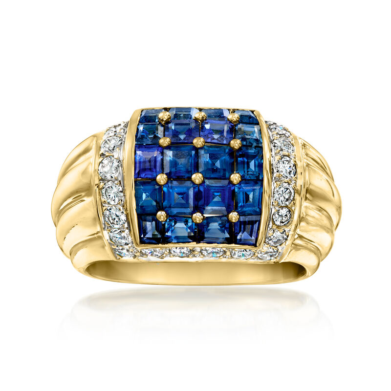 C. 1990 Vintage 3.82 ct. t.w. Sapphire Ring with .75 ct. t.w. Diamonds in 18kt Yellow Gold. Size 6.5 image number 0