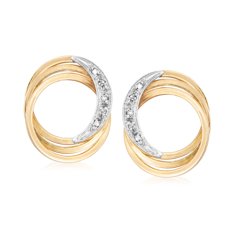 C. 1980 Vintage 14kt Yellow Gold Earrings with Diamond Accents image number 0