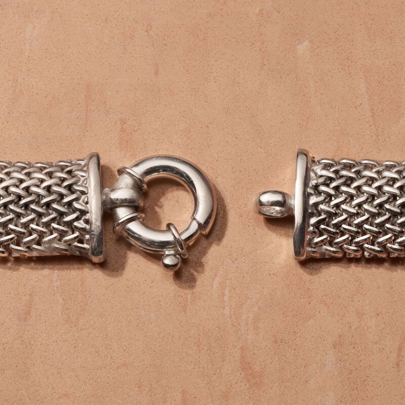 Italian Sterling Silver Riso Collar Necklace. 18&quot; image number 4