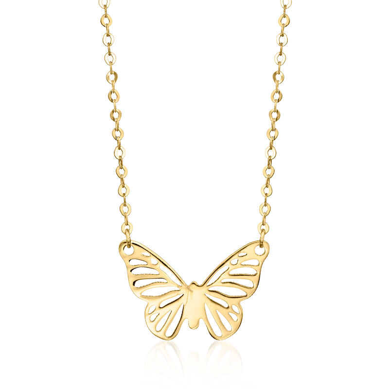 Italian 14kt Yellow Gold Butterfly Necklace image number 0
