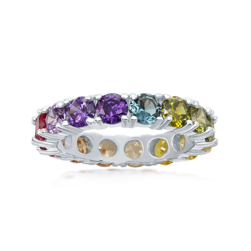 3.70 ct. t.w. Multicolored CZ Eternity Band in Sterling Silver image number 0