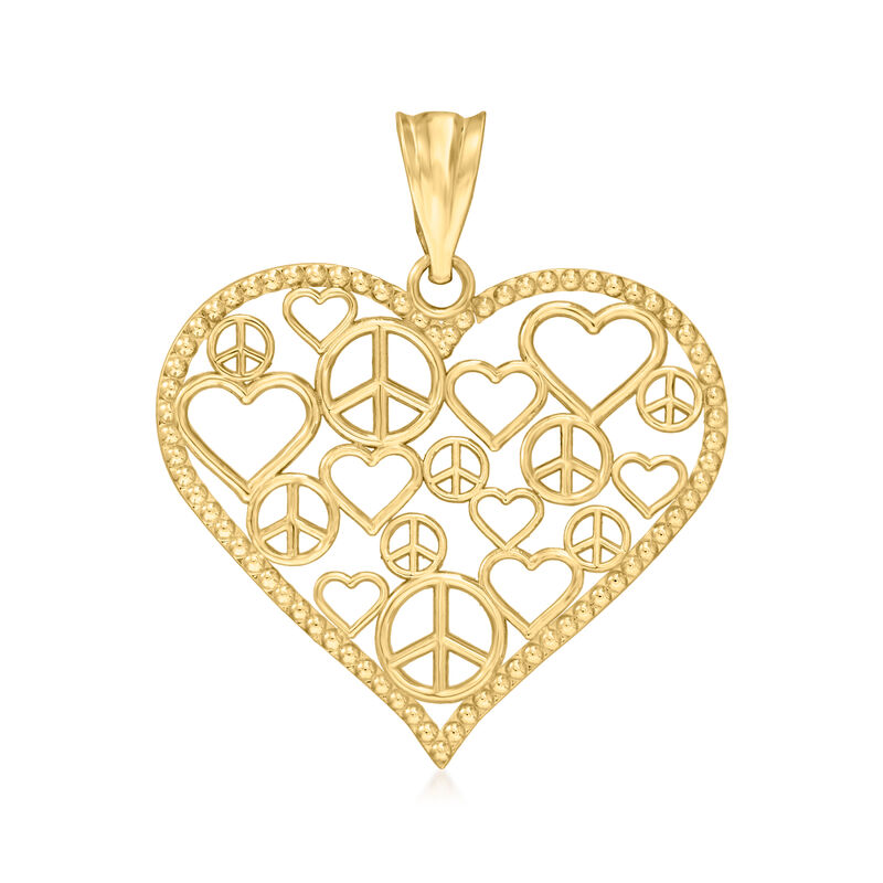 14kt Yellow Gold Peace and Love Pendant image number 1