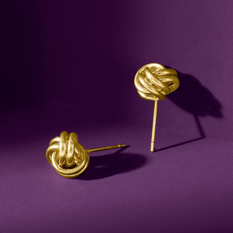 14kt Yellow Gold Love Knot Stud Earrings image number 3