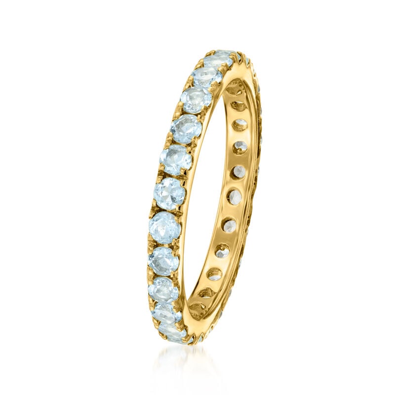 1.20 ct. t.w. Aquamarine Eternity Band in 18kt Gold Over Sterling image number 2
