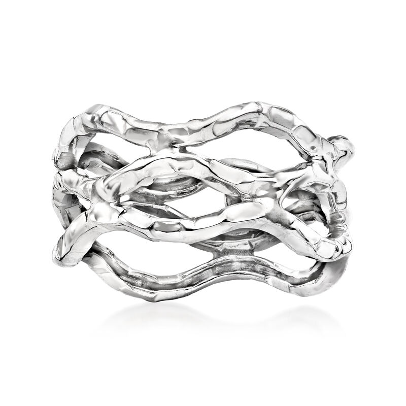 14kt White Gold Wavy Open-Space Ring image number 0