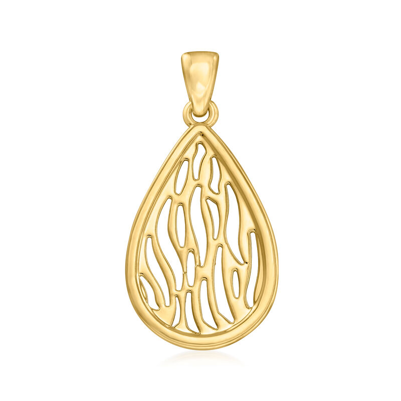 Italian Andiamo 14kt Yellow Gold Over Resin Wave Cutout Teardrop Pendant image number 0