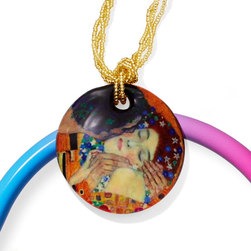 Italian &quot;The Kiss&quot; Murano Glass Multi-Strand Necklace with 18kt Gold Over Sterling image number 3