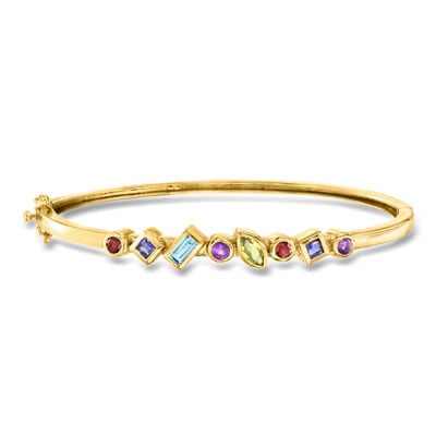 .90 ct. t.w. Multi-Gemstone Bangle Bracelet in 18kt Gold Over Sterling