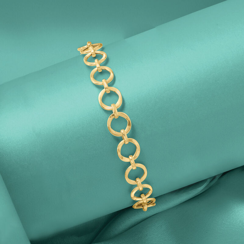 14kt Yellow Gold Circle-Link Bracelet. 7&quot; image number 2