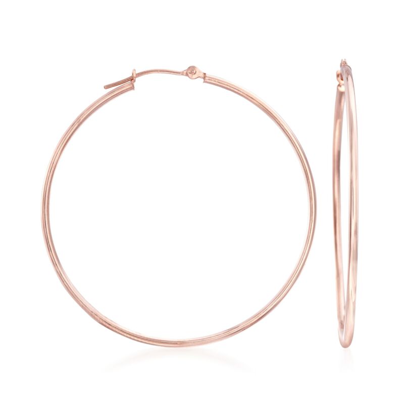 1.5mm 14kt Rose Gold Hoop Earrings image number 0