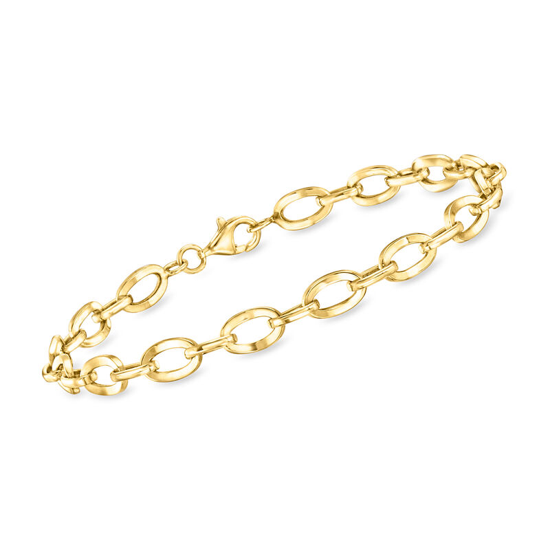 10kt Yellow Gold Flat Oval-Link Bracelet. 7&quot; image number 0