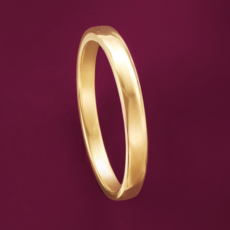 Italian Andiamo 14kt Yellow Gold Squared-Edge Bangle Bracelet. 7.5&quot; image number 2