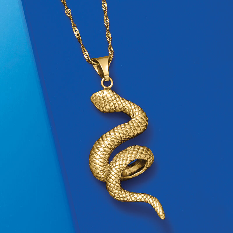 Italian 18kt Yellow Gold Coiled Snake Pendant image number 3