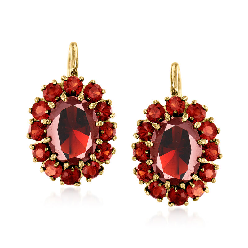C. 1975 Vintage 3.50 ct. t.w. Garnet Cluster Drop Earrings in 18kt Yellow Gold image number 0