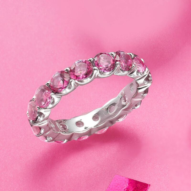 4.50 ct. t.w. Pink Topaz Eternity Band in Sterling Silver image number 3