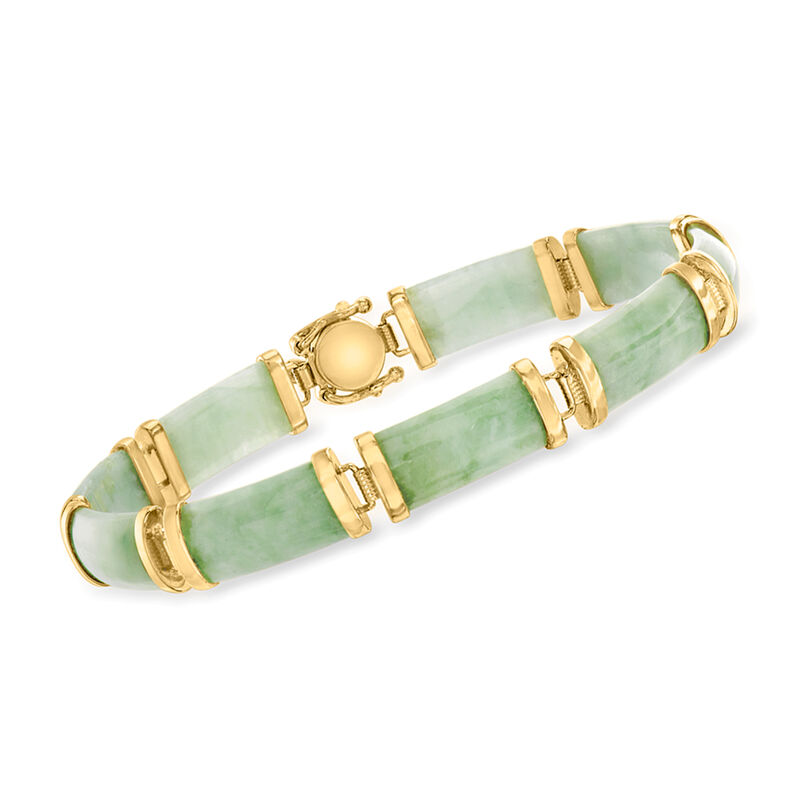 Jade &quot;Good Fortune&quot; Bracelet in 18kt Gold Over Sterling image number 2